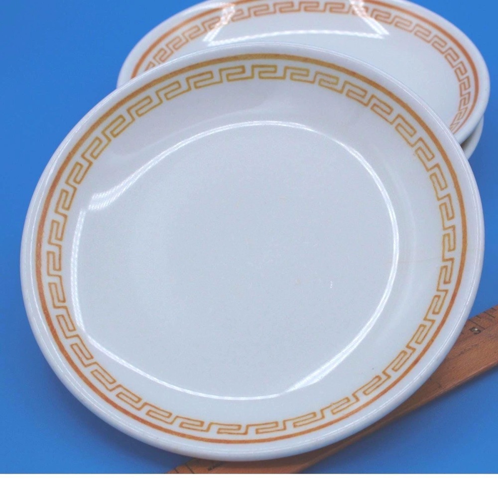 Homer Laughlin Best China Greek Key Bread Butter Plates White Gold Set of 4 5.5"